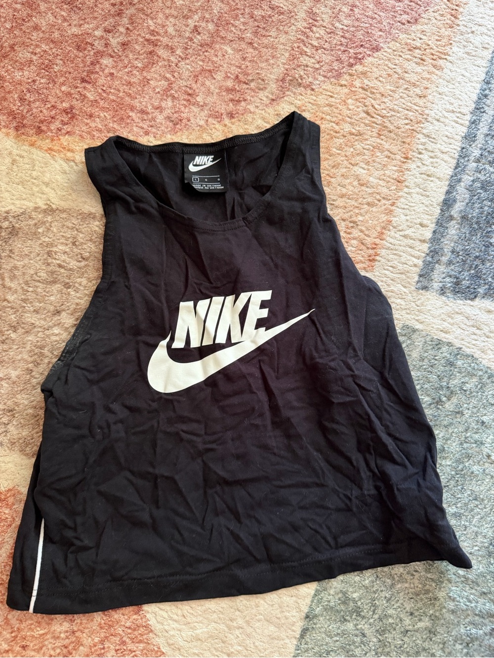 Nike Black Tank Top with White Swoosh Logo